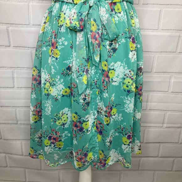 Lauren Conrad Paola Posey Green Floral Chiffon Spring/Summer Dress Size 14 - Picture 12 of 12